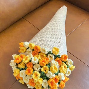 Handmade Crochet Bouquet Blanket, Crochet Flower Bouquet Blanket, Soft Blanket, Mother’s Day Gift, Valentine’s Day Gift, Wedding Gift