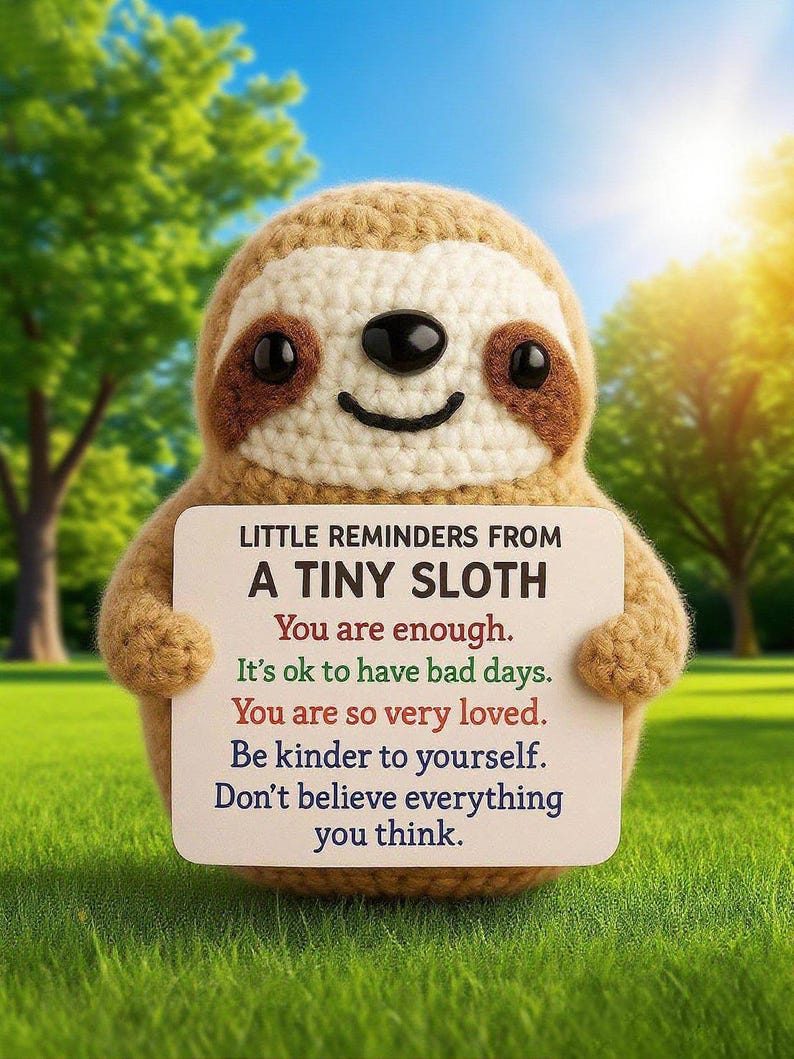 Emotional Support Crochet Sloth Plush, Cute Crochet Plush – Comfort Toy ...