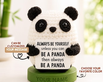 Panda Positif, Mini Panda Tricoté Panda de Soutien Émotionnel Poupée Positive Cadeau de Soutien Émotionnel pour la Famille Amie Panda Positif, Mini Panda Tricoté Panda de Soutien Émotionnel Poupée Positive Cadeau de Soutien Émotionnel pour la Famille Amie