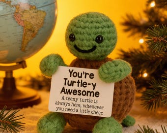 Handmade Positive Turtle, Emotional Support Turtle Crochet, Funny Best Friend Teacher, Coworker, Gifts For Her, Animal Supportive Gifts