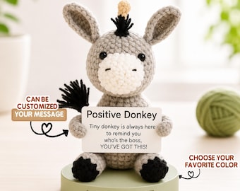 Crochet Donkey Positive With Desk Decorations, Emotional Support Donkey Plush, Birthday Gift, Gifts For Children, Interesting Gifts