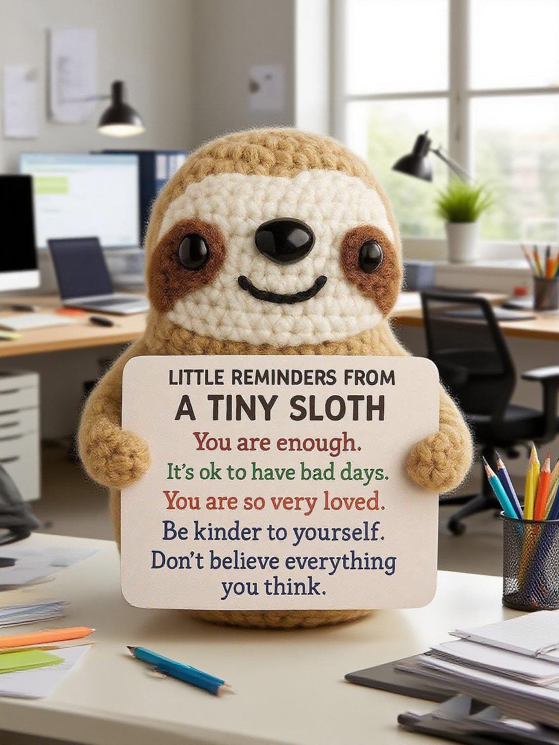 Emotional Support Crochet Sloth Plush, Cute Crochet Plush – Comfort Toy ...