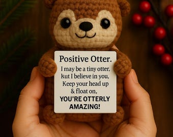 Gehäkeltes Otter-Plüschtier, handgefertigte Amigurumi-Otter-Puppe, süßes gehäkeltes Tiergeschenk, inspirierendes Stofftier, positive Botschaft