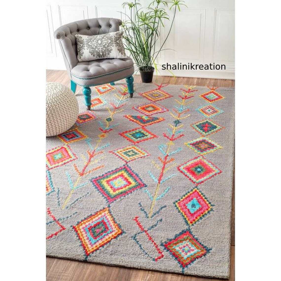 Handmade Tufted Wool Ivory Cream Area Rug Etsy