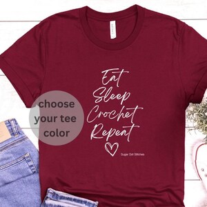 Eat. Sleep. Crochet. Repeat. Tshirt - Fun Tshirt Gift for Crocheter -  Tshirt Gift for Yarn Lover Crafter – Unisex Women