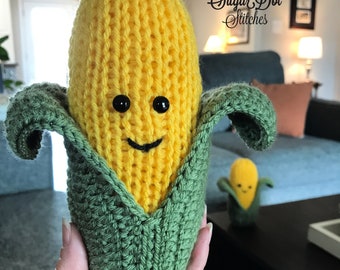 Its Corn Stuffie with Removable Husk - Handmade - Play Food - Plushie - Vegetable - Stuffed - Knit Crochet