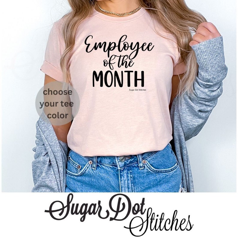 T-shirt Divertente Donna 'Employee Of The Month' – Maglietta 100% Cotone, Verde, Taglia 42-44 (Large UK 12-14)