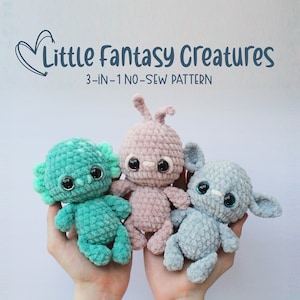 NO-SEW 3-in-1 Crochet Pattern - Little Fantasy Plushies, Set 1