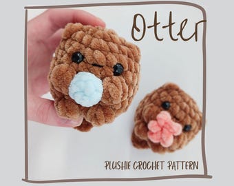 CROCHET PATTERN - Olive the Otter mini low-sew amigurumi plushie