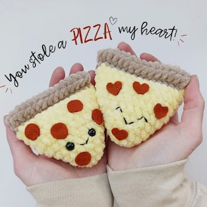 PATRÓN DE GANCHILLO - Peluche de rebanada de pizza de pepperoni para San Valentín