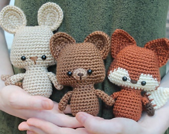 CROCHET PATTERN BUNDLE Fox, Bear, and Mouse Amigurumi Woodland Animals