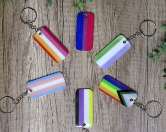 Pride Flag Keychain| Gay Pride Acrylic Keyring| Lesbian Pride Flag| Bi Pride Flag| Gender Queer Flag| non-binary flag| Trans Pride Flag