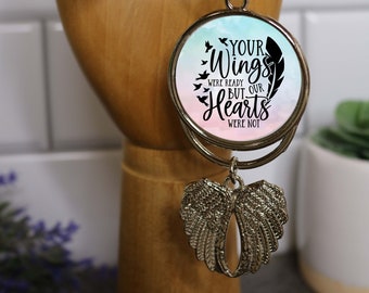 Angel Wing Silver Rearview Mirror Charm double-sided | Car Accessory | Memorial Car Charm| Memorial Gift| Remembrance Angel Pendant