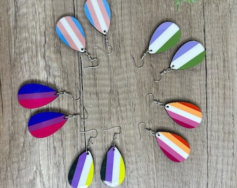 LGTBTQ Pride Flag Earrings| Handmade Sublimation Earrings| Gay Pride Dangle Earrings |Bisexual Pride Flag  | Non-Binary | Pride Month