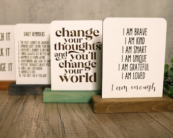 Positivity Mini Desk Signs | Inspirational Sign | Rustic Home Decor| Custom Sign | Office Decor| Shelf Sign | Handmade Wooden Home Decor