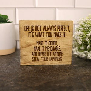 Personalized Engraved Wood Block Sign | Custom Shelf Decor | Rustic Wooden Home or Office Sign | Handmade Gift