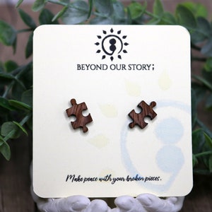 Minimalist Wooden Puzzle Piece Stud Earrings| Handmade Hypoallergenic Jewelry | Unique Puzzle Piece Gift | Handmade Wooden Jewelry