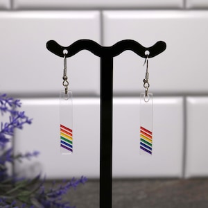 Pride Rainbow Earrings| Handmade LGBTQ Acrylic Earrings| Acrylic Jewelry | Dangle Earrings | Gay Pride | Rainbow Earrings | Pride Month