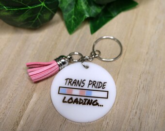 Trans Pride Loading Keychain | Handmade Acrylic Keyring