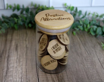 Custom glass Jar with wooden engraved lid