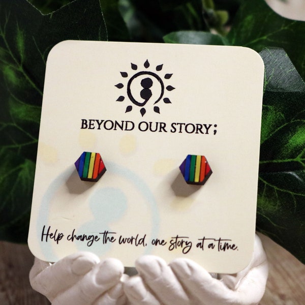 Gay Pride Earrings| Handmade Wooden Stud Earrings| Handmade Jewelry | Gay Pride jewelry | Pride Month | Gift for her | Gift for Him | LGBTQ