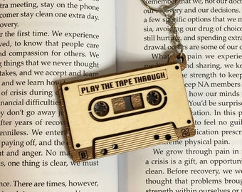 Handmade Wooden Cassette Tape Keychain | Laser Cut & Engraved Personalized Gift | Custom Sobriety Date | Recovery Gift
