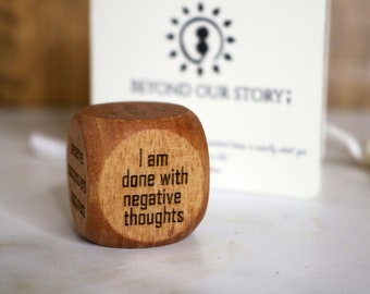 Positive Affirmation Handmade Wooden Dice| Positivity Handmade Gift| Mental health awareness| Gift for her| Gift for Him| Recovery gift|