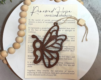 Butterfly Semicolon Ornament | Wooden Suicide Awareness Gift