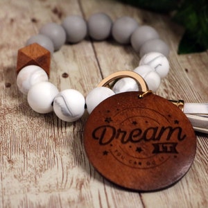 You can do it Beaded Wristlet | Silicone Beaded Keychain Bracelet | Engraved Keyring Wristlet | Personalized Handmade Gift | Custom Gift
