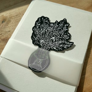 Einladungskarte, Geschenk Karte "Bouquet" mit 3D Blumendruck, Linoldruck, Kunstdruck