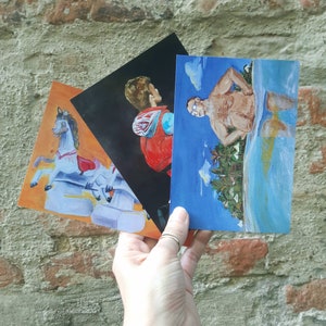Acrylmalerei, Postkarten, 3 Stück - "Painted"
