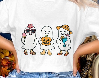 Summerween Ghosts Digital Design: Halloween Ice Cream PNG