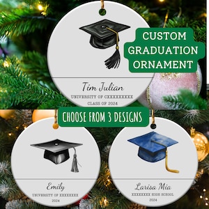 Graduation Cap Ornament, Custom Christmas Ornament, College Alumni Gift, Personalized University Keepsake, Graduation Gift, Hightschool Grad