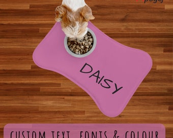 Custom Colors Pet Mat with Name, Puppy Food Placemat for Pooch, Feeding Station for Pet Floor Protector, Dog Food Water Mat, New Bowl Holder