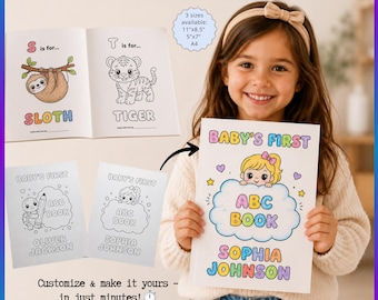 Baby's First ABC Coloring Book Printable PDF | Editable Canva Covers & Welcome Signs | Preschool Alphabet Coloring Pages | Homeschool
