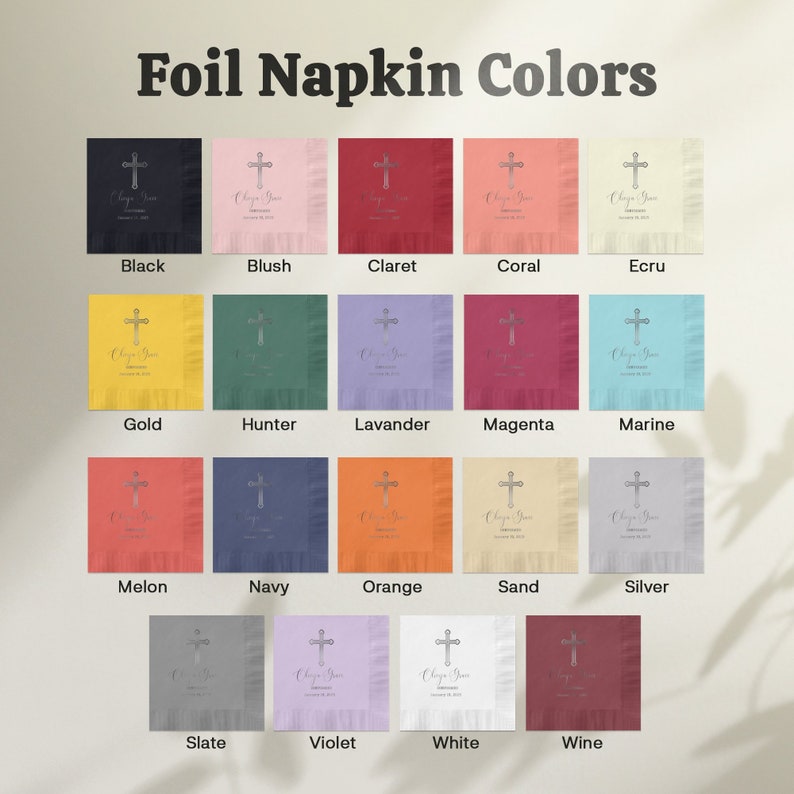 Personalized Confirmation Napkins with Cross Gifted Custom Printed Cocktail Napkins Religious Event Party Decor Baptism Napkins Custom Event image 4