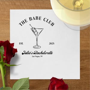 Tovagliolo personalizzabile per festa di addio al nubilato, tovaglioli personalizzati per Babe Club, tazza personalizzata per addio al nubilato, decorazione per festa di addio al nubilato, tazza per feste chic