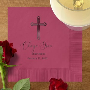 Personalized Confirmation Napkins with Cross Gifted Custom Printed Cocktail Napkins Religious Event Party Decor Baptism Napkins Custom Event image 6