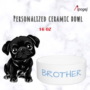 Tazón de cerámica personalizado para mascotas, 16 oz, plato para perros y gatos con nombre personalizado, tazón de alimentación duradero con nombre, regalo para tazón de comida para mascotas, regalo para papá perro