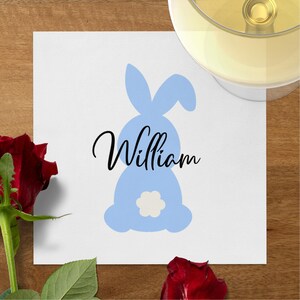 Tovagliolo Coniglietto personalizzato Tovagliolo regalo Nome personalizzato Tovagliolo Regalo di Pasqua carino Testo personalizzato Decorazione primaverile Regalo Tovagliolo di carta Regalo pasquale