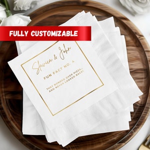 Fun Facts Custom Napkins Wedding Napkins Couple Trivia Napkins Custom Event Accessories Party Favors Personalized Napkins Bar Napkins Cake
