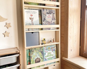 Houten boekenplank, Montessori plank - peuterkamer, boekenplank kinderen