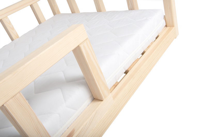 Lit pour enfants Montessori, cabane éclairée, letto per bambini, lit au sol.Barneseng.lit pour enfants, qualité de bois la plus élevée, bois sans articulations des doigts image 9