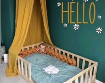 Montessori kinderbed, verlichte cabane, letto per bambini, vloerbed.Barneseng.kinderbed, hoogste houtkwaliteit, hout zonder vingergewrichten
