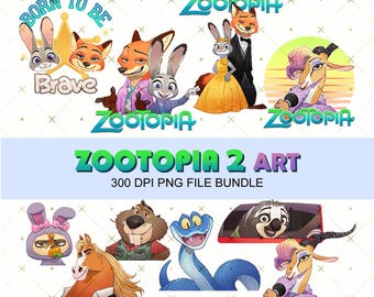 Téléchargement numérique Zootopie 2 | Ensemble de cliparts PNG Judy et Nick | Designs de t-shirts Gazelle