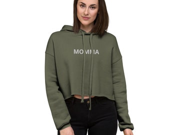 Embroidered Momma Crop Hoodie