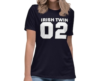 Women's Relaxed Irish Twin 02 on Front T-Shirt