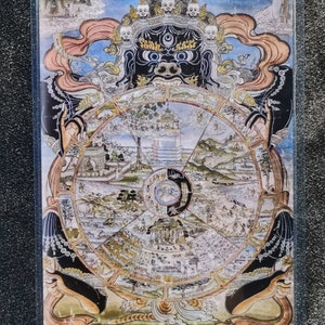 Handgemachte tragbare mystische Siegel des Kalachakra Thangka Karte, kleine tibetische buddhistische Kunst, Symbol des Tantrismus, Bodhisattva Malerei, Himalaya Kunst