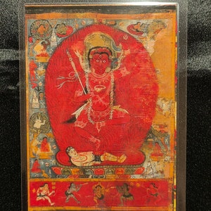Handgemachte tragbare Tangut westlicher Xia Tantraismus Vajravarahi Thangka Karte, kleine tibetisch-buddhistische Kunst, Tantrismus-Symbol, Himalaya-Kunst