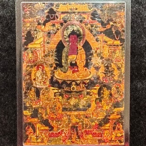 Handgemachte tragbare AAA Thangka Karte, kleine tibetische buddhistische Kunst, Symbol für Tantrismus, Himalaya Kunst